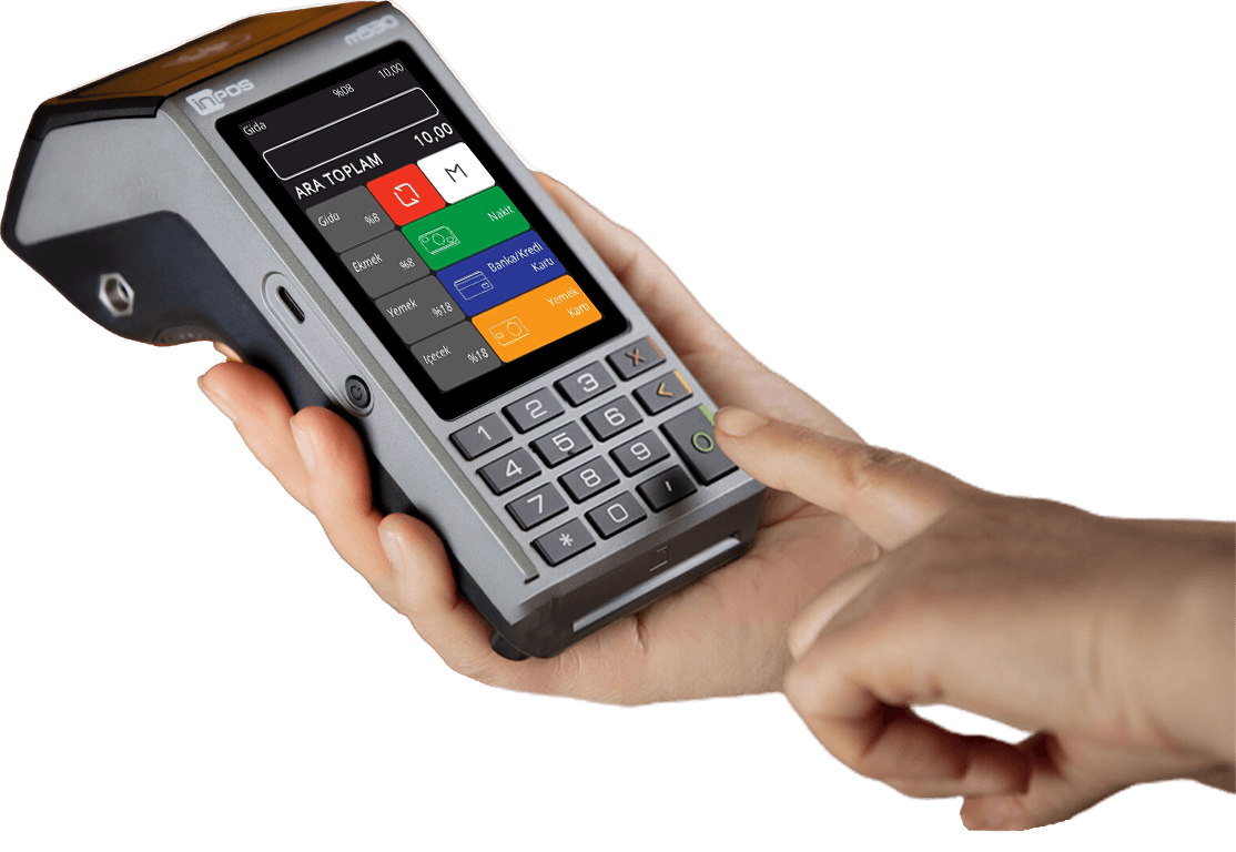 Elde yeni nesil yazarkasa POS cihazı